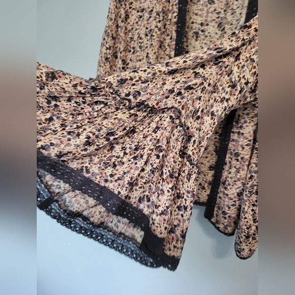 Nalini Bell Sleeve Open Front Floral Print Cardigan Multicolor One Size - Picture 4 of 10